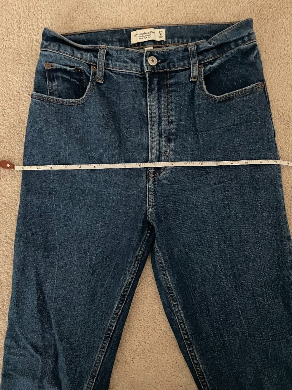 Ultra High Rise 90s Slim Straight Jeans Women 27L Dark Wash Vintage Style Denim - Picture 7 of 8